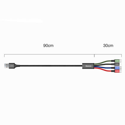 Nabíjecí kabel USB-A - 2 x Lightning / microUSB / USB-C Baseus Rapid 4v1, 20 W, 1,2 m, černý CA1T4-A01