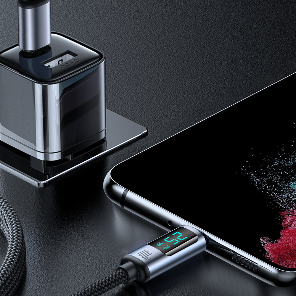 Kabel pro data a nabíjení USB-C - USB-C Joyroom S-A16 Prism Display, 100W, 1.2m, černý