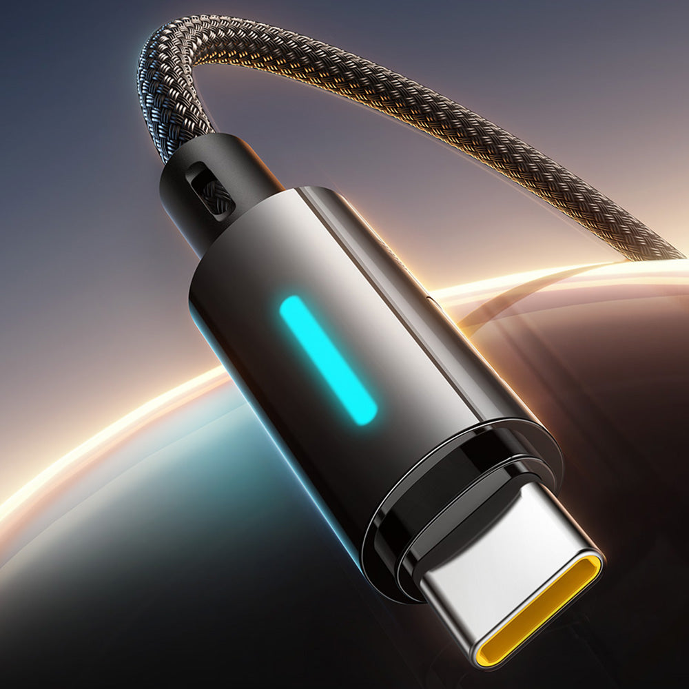 Datový a nabíjecí kabel USB-A - USB-C Baseus Lit Button Control, 100W, 2m, Černý P10379002121-01