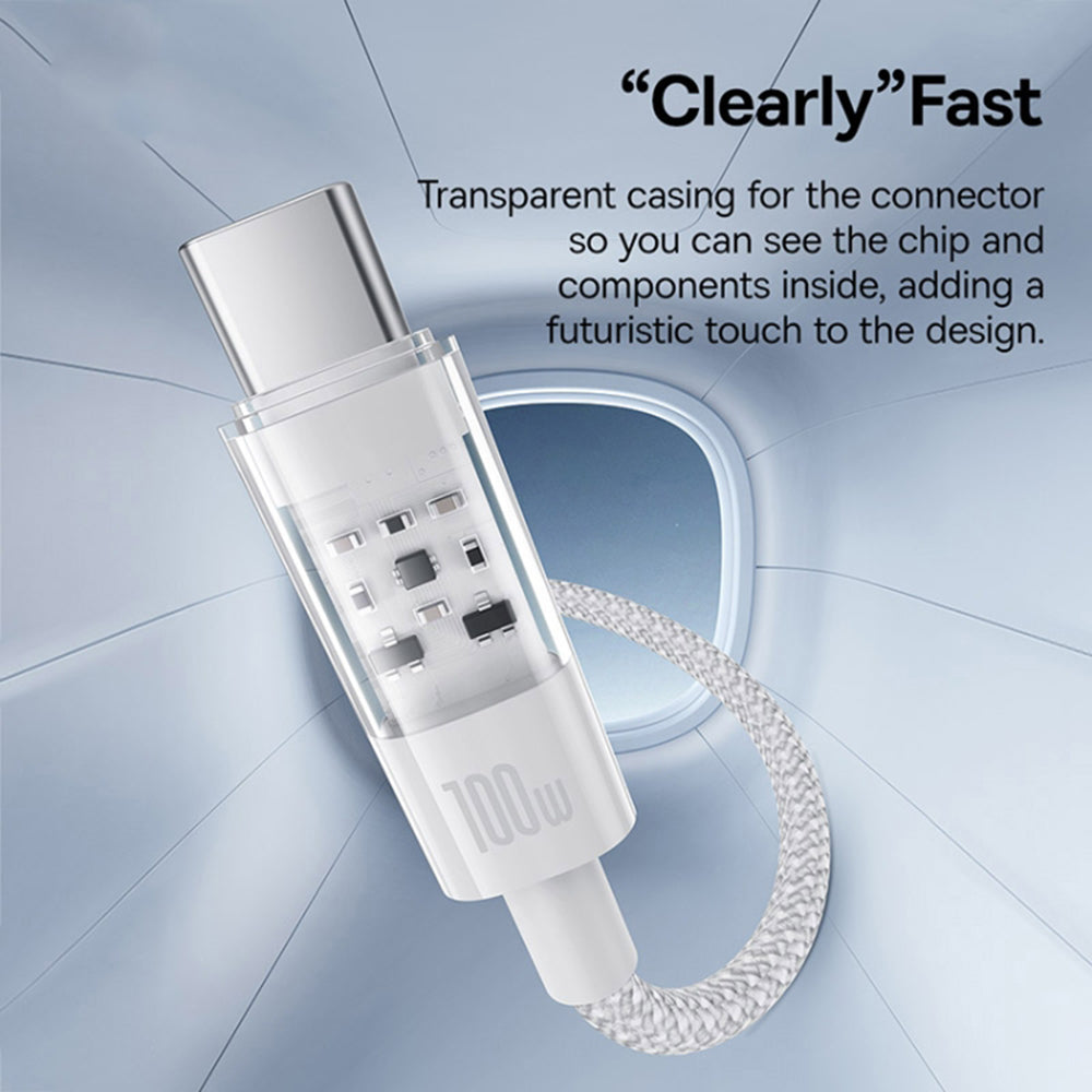 Datový a nabíjecí kabel USB-C - USB-C Baseus Gem, 100W, 2m, Bílý P10373000211-01
