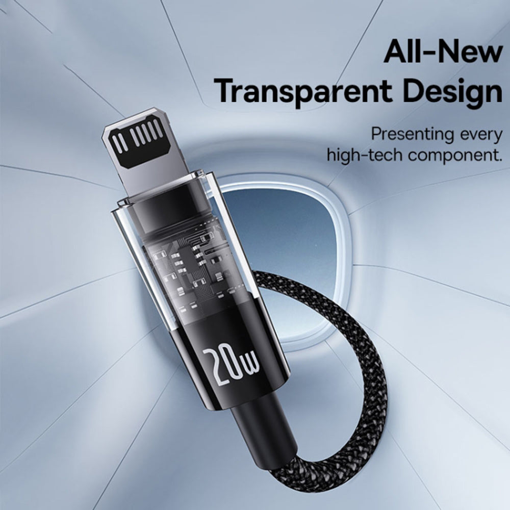 Kabel pro data a nabíjení USB-C - Lightning Baseus Gem, 20W, 1m, Černý P10373001111-00