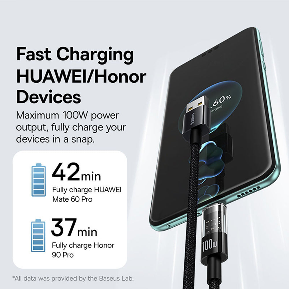 Datový a nabíjecí kabel USB-A - USB-C Baseus Gem, 100W, 2m, Černý P10373002111-01