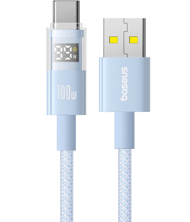 Kabel pro data a nabíjení USB-A - USB-C Baseus Display 2, 100W, 2m, Modrý P10382701311-01