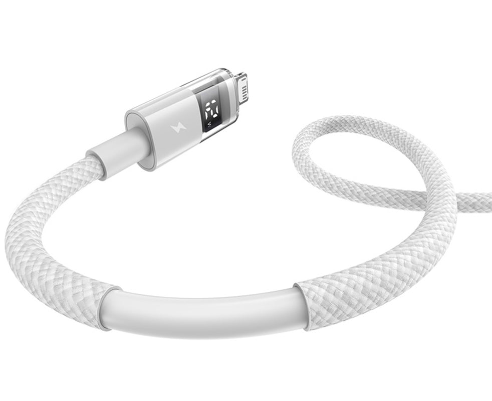 Datový a nabíjecí kabel USB-A - Lightning Baseus Display 2, 18W, 2m, bílý P10382700211-01