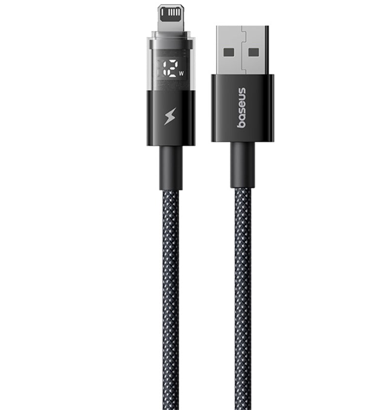 Datový a nabíjecí kabel USB-A - Lightning Baseus Display 2, 18W, 2m, Černý P10382700121-01