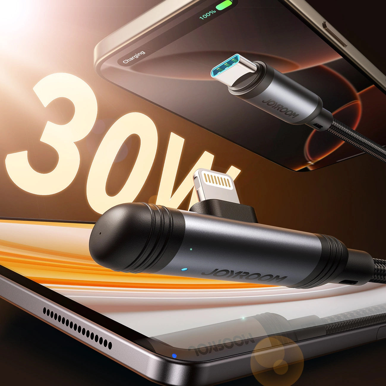 Datový a nabíjecí kabel USB-C - Lightning Joyroom S-A56 EnjoyX Angled, 30W, 1.2m, černý