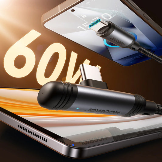 Datový a nabíjecí kabel USB-C - USB-C Joyroom S-A56 EnjoyX Angled, 60W, 1.2m, černý