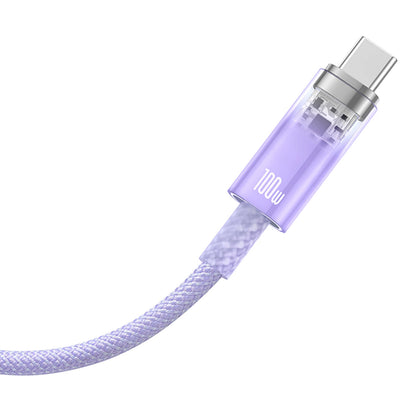 Datový a nabíjecí kabel USB-A - USB-C Baseus Explorer, 100W, 1m, Fialový CATS010405