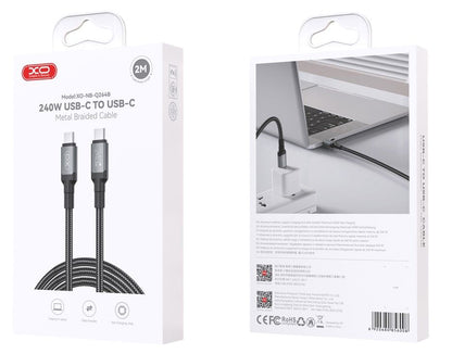 Datový a nabíjecí kabel USB-C - USB-C XO Design NB-Q264B, 240W, 2m, Černý