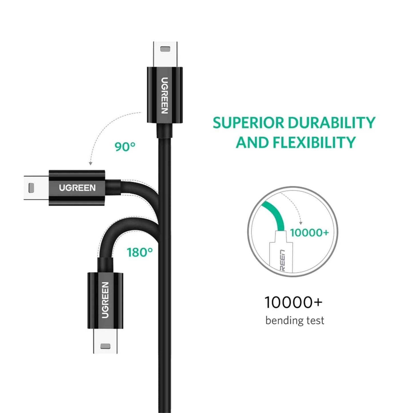 Datový a nabíjecí kabel USB-C - miniUSB UGREEN US242, 18W, 1m, černý