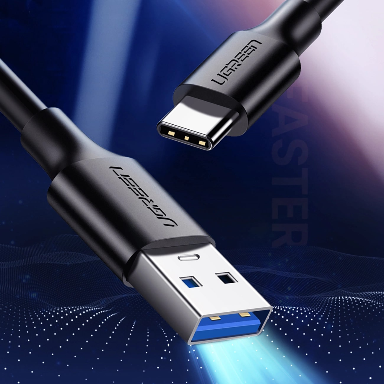 Datový a nabíjecí kabel USB-A - USB-C UGREEN US184, 18W, 0.5m, černý