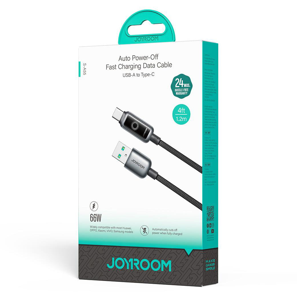 Datový a nabíjecí kabel USB-A - USB-C Joyroom S-A55 StarFlight Display, 66W, 1.2m, černý