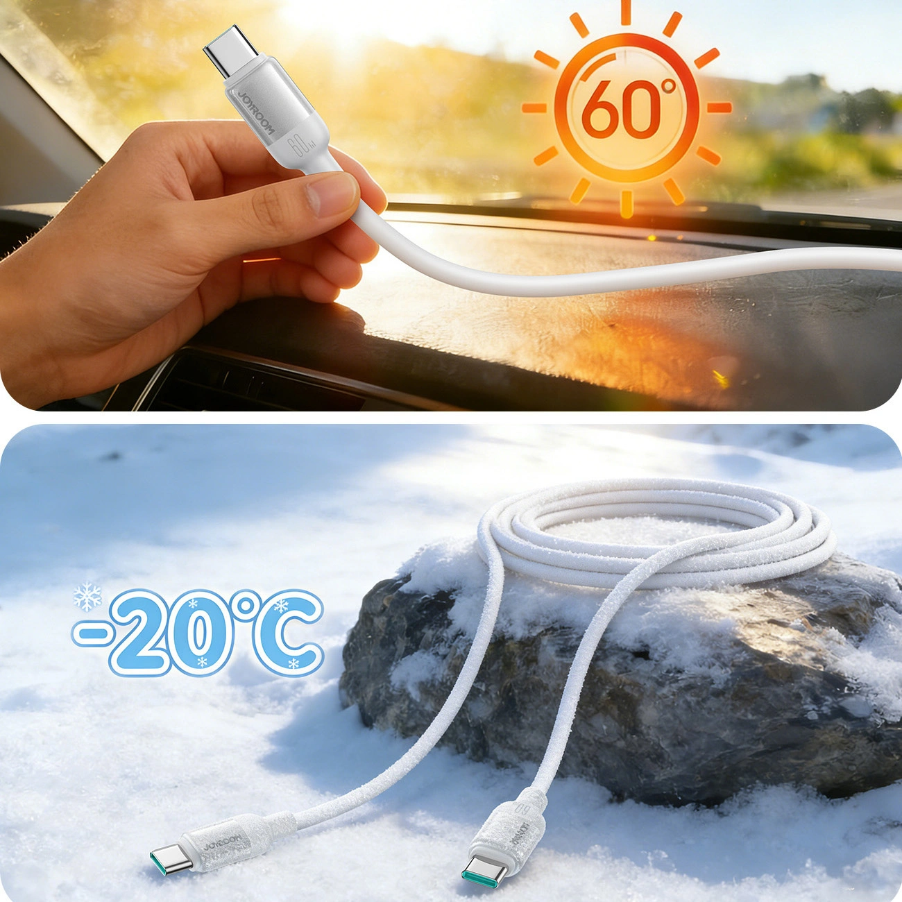 Datový a nabíjecí kabel USB-C - USB-C Joyroom S-A62 Lively, 60W, 1,2 m, bílý