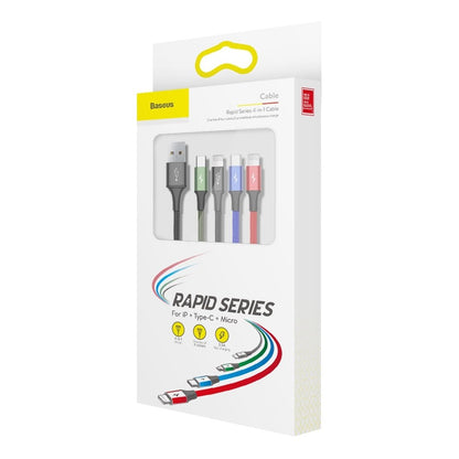 Nabíjecí kabel USB-A - 2 x Lightning / microUSB / USB-C Baseus Rapid 4v1, 20 W, 1,2 m, černý CA1T4-A01