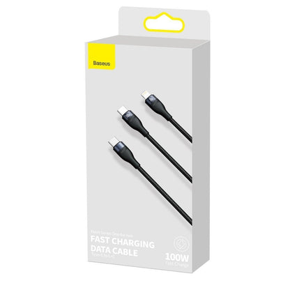 Datový a nabíjecí kabel USB-C - Lightning / USB-C Baseus Flash Series 2v1, 100W, 1.2m, Černý CA1T2-F01