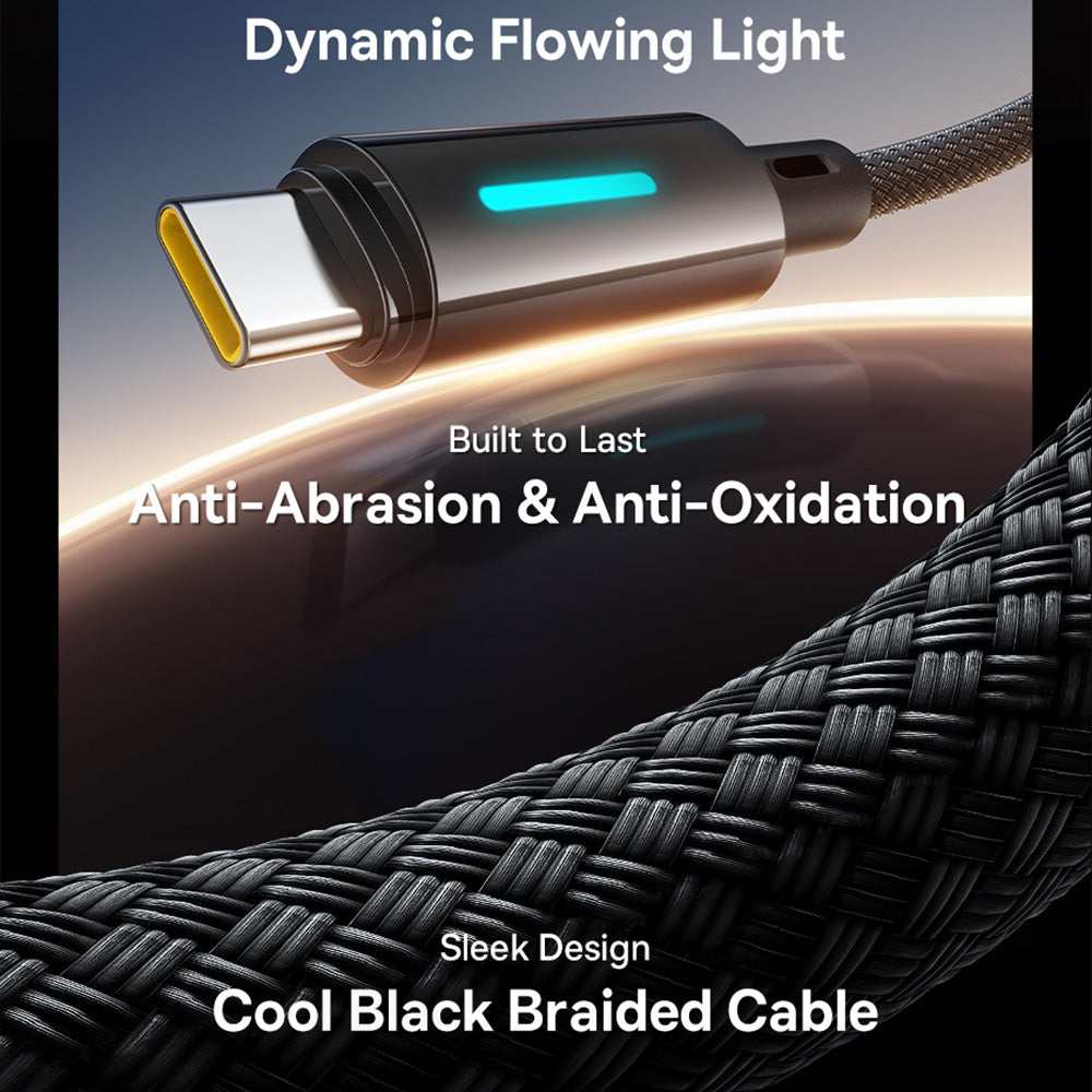 Datový a nabíjecí kabel USB-A - USB-C Baseus Lit Button Control, 100W, 2m, Černý P10379002121-01