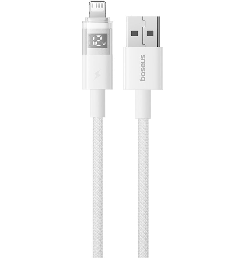 Datový a nabíjecí kabel USB-A - Lightning Baseus Display 2, 18W, 2m, bílý P10382700211-01