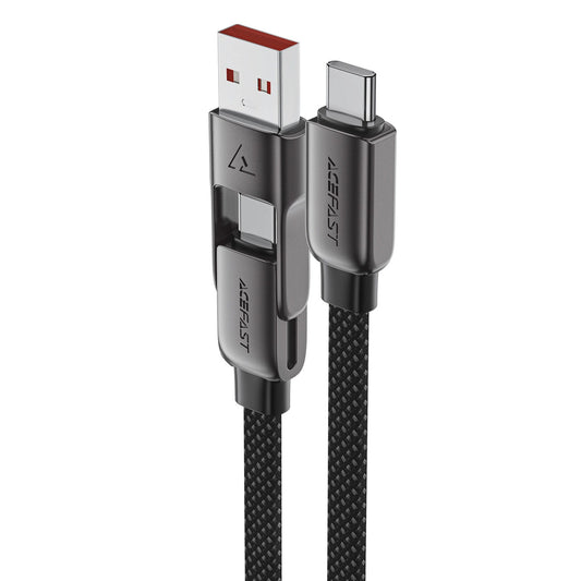 Datový a nabíjecí kabel USB-C - USB-A / USB-C Acefast C13-05, 60W, 0.2m, Černý