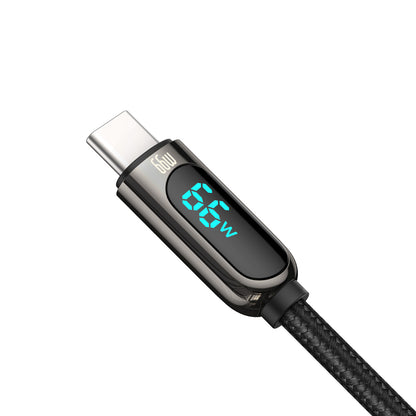 Datový a nabíjecí kabel USB-A - USB-C Baseus Display, 66W, 2m, černý CASX020101