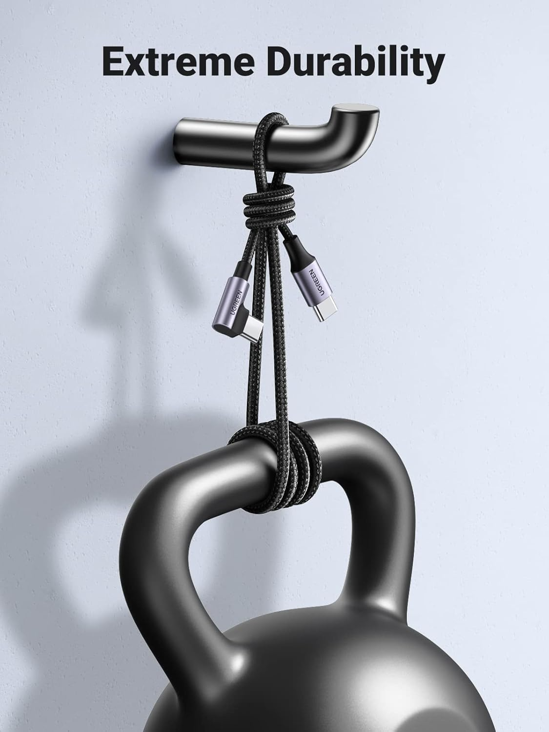 Datový a nabíjecí kabel USB-C - USB-C UGREEN US255 Angled, 60W, 3m, šedý