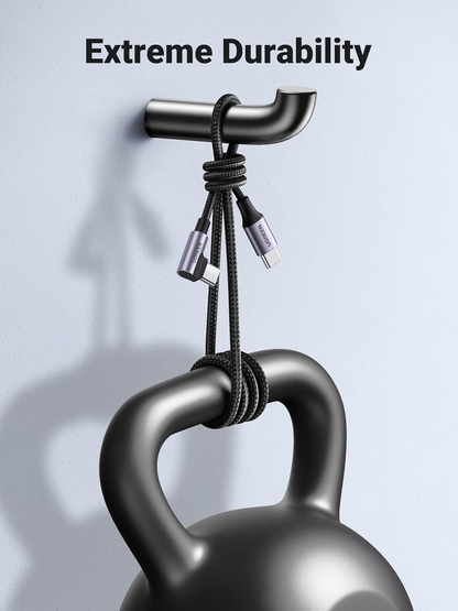 Datový a nabíjecí kabel USB-C - USB-C UGREEN US255 Angled, 60W, 3m, šedý