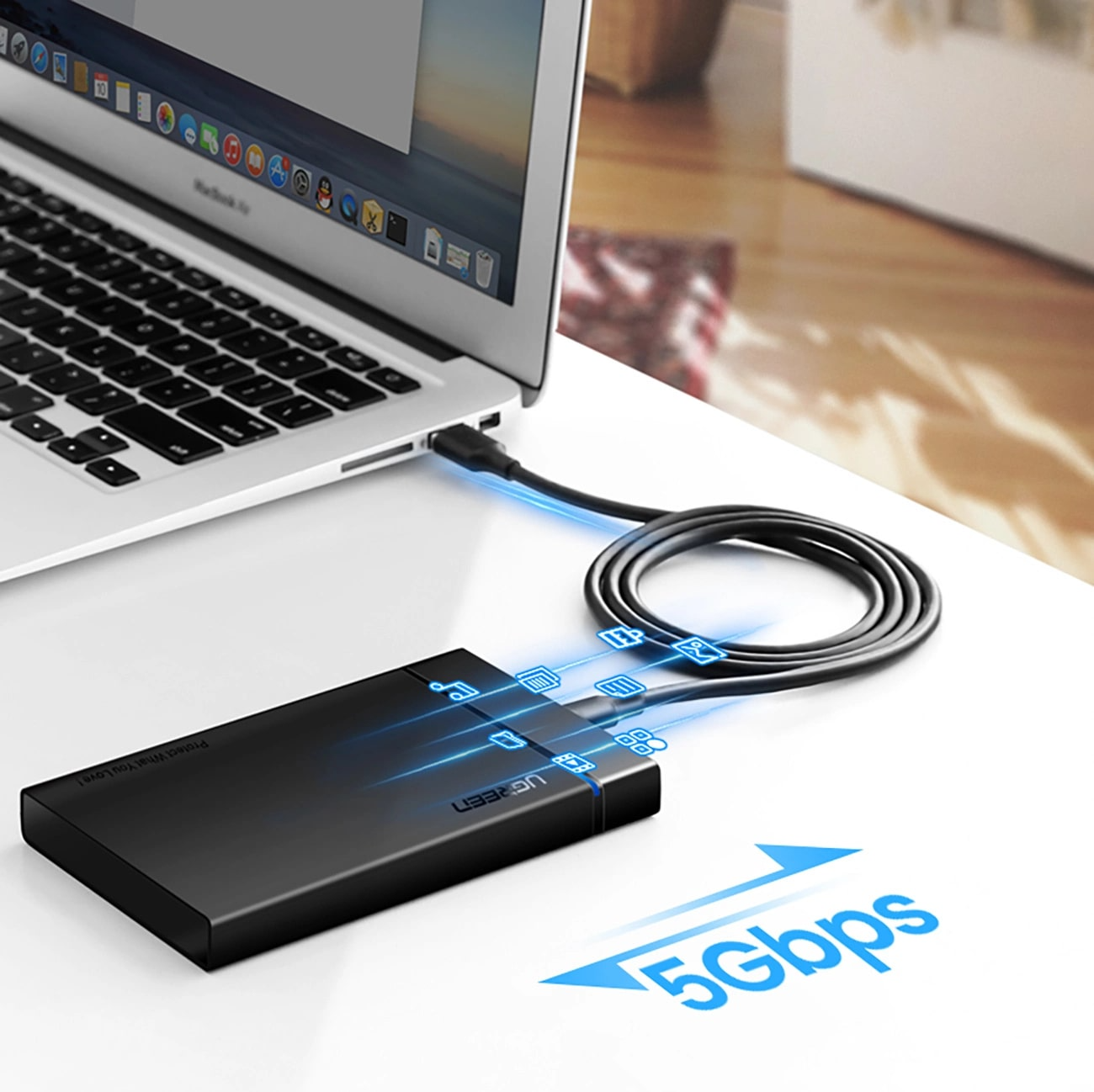 Datový a nabíjecí kabel USB-A - USB-C UGREEN US184, 18W, 0.5m, černý