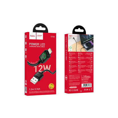 Datový a nabíjecí kabel USB-A - Lightning HOCO U146, 12W, 1.2m, černý