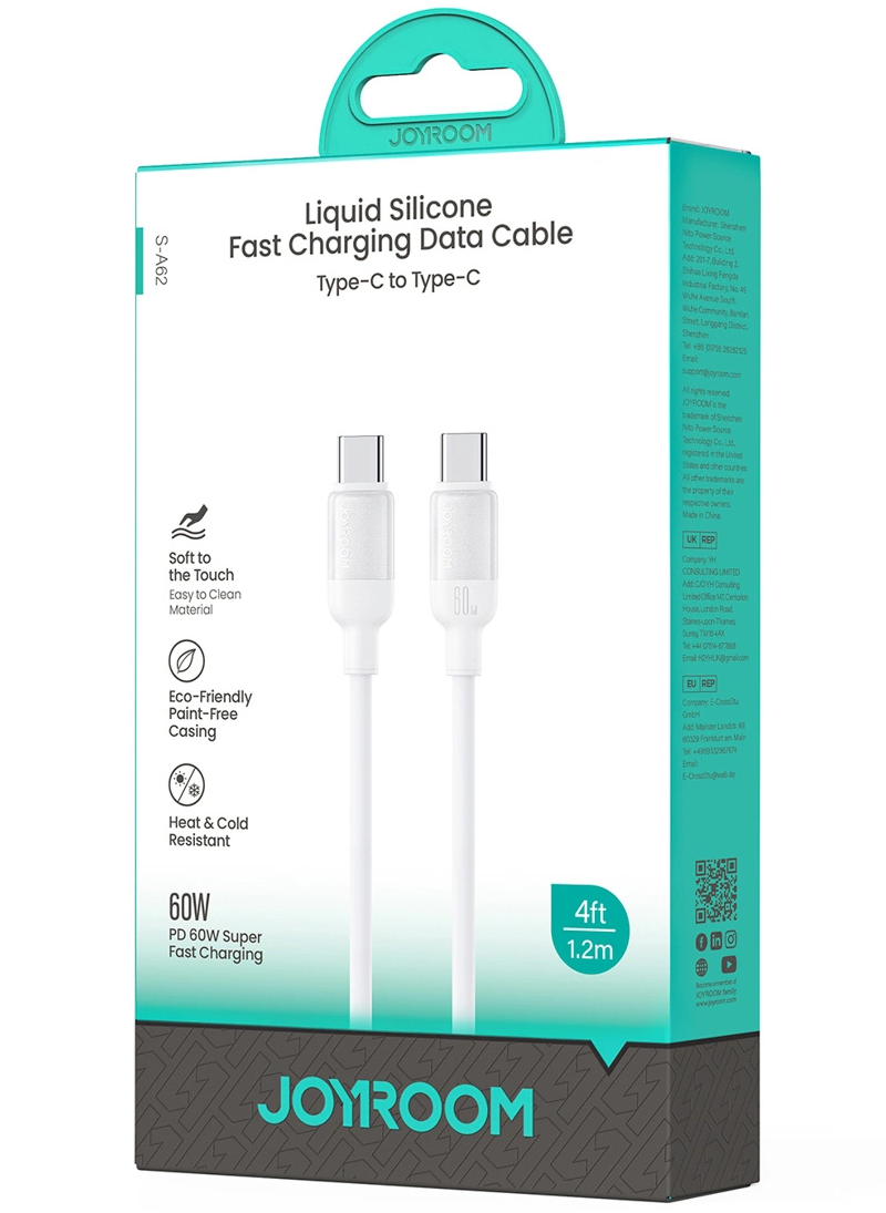 Datový a nabíjecí kabel USB-C - USB-C Joyroom S-A62 Lively, 60W, 1,2 m, bílý