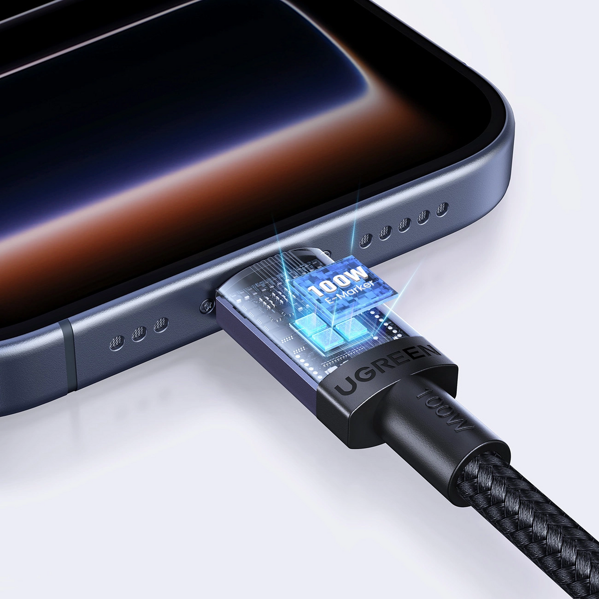 Datový a nabíjecí kabel USB-C - USB-C UGREEN, 100W, 1m, černý