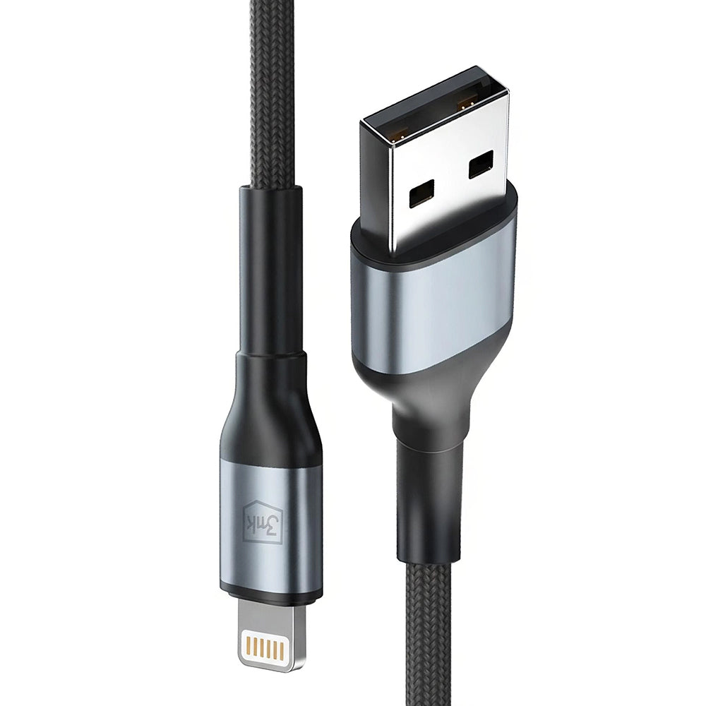 Datový a nabíjecí kabel USB-A - Lightning 3MK Hyper N, 12W, 1m, Černý