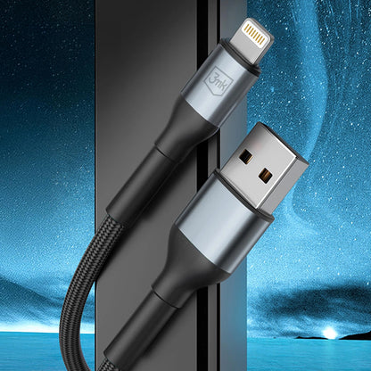 Datový a nabíjecí kabel USB-A - Lightning 3MK Hyper N, 12W, 1m, Černý