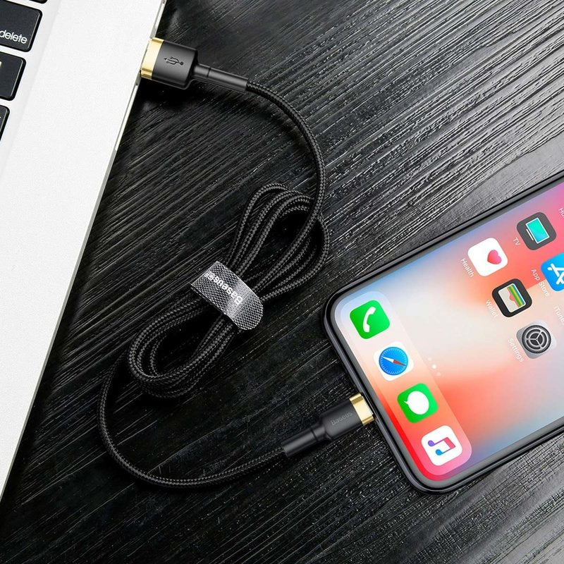 Datový a nabíjecí kabel USB-A - Lightning Baseus Cafule, 18W, 2m, Zlatý CALKLF-CV1