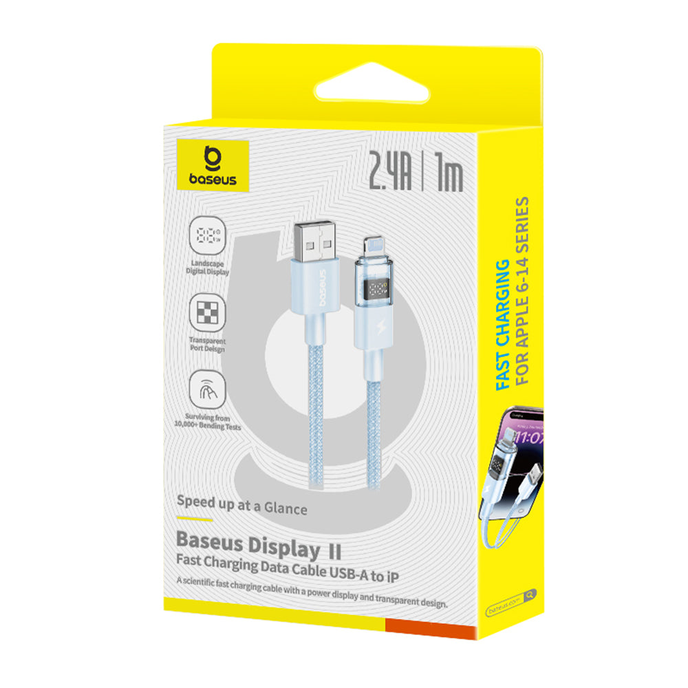 Datový a nabíjecí kabel USB-A - Lightning Baseus Display 2, 12W, 1m, Modrý P10382700311-00