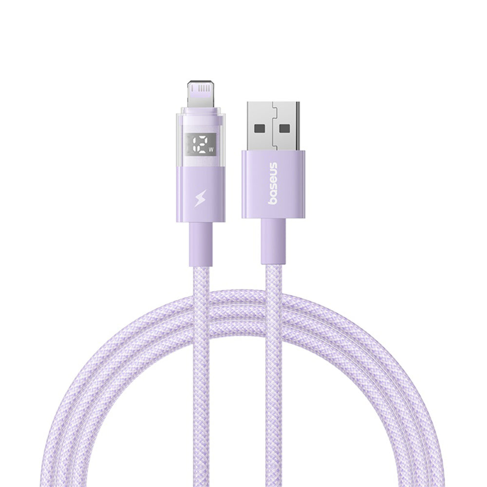 Datový a nabíjecí kabel USB-A - Lightning Baseus Display 2, 12W, 1m, Fialový P10382700511-00