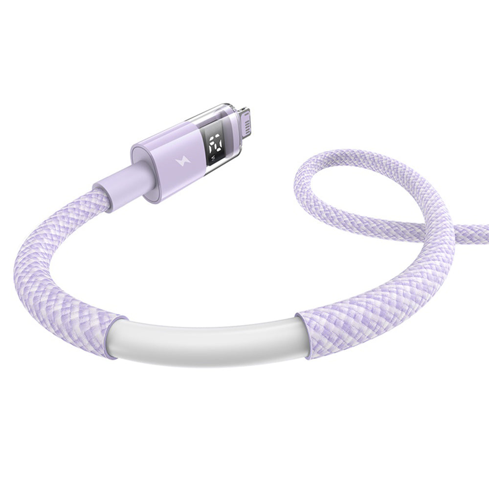 Datový a nabíjecí kabel USB-A - Lightning Baseus Display 2, 12W, 1m, Fialový P10382700511-00