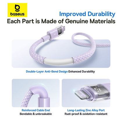 Datový a nabíjecí kabel USB-A - Lightning Baseus Display 2, 12W, 2m, Fialový P10382700511-01