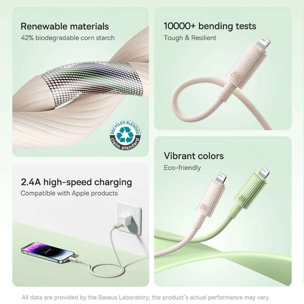 Datový a nabíjecí kabel USB-A - Lightning Baseus Habitat, 18W, 2m, zelený P10360200631-01