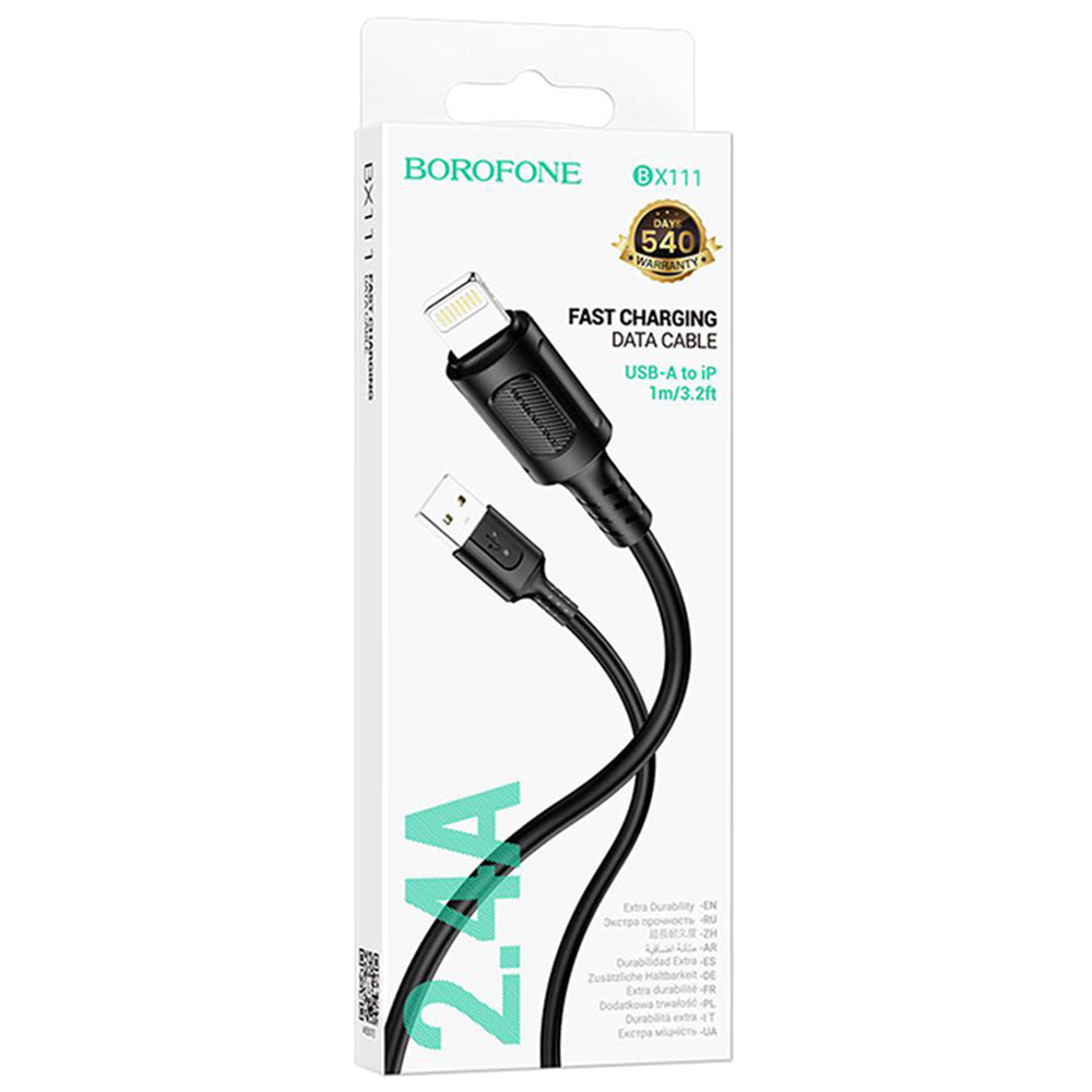 Kabel pro data a nabíjení USB-A - Lightning Borofone BX111 Feliz, 18W, 1m, černý