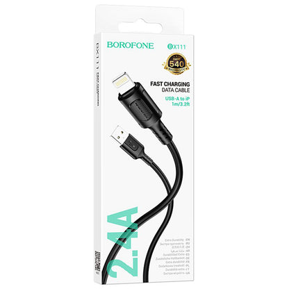 Kabel pro data a nabíjení USB-A - Lightning Borofone BX111 Feliz, 18W, 1m, černý