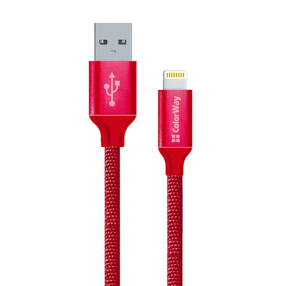 Datový a nabíjecí kabel USB-A - Lightning ColorWay CW-CBUL004, 18W, 1m, Červený
