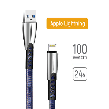 Datový a nabíjecí kabel USB-A - Lightning ColorWay CW-CBUL010, 18W, 1m, Modrý