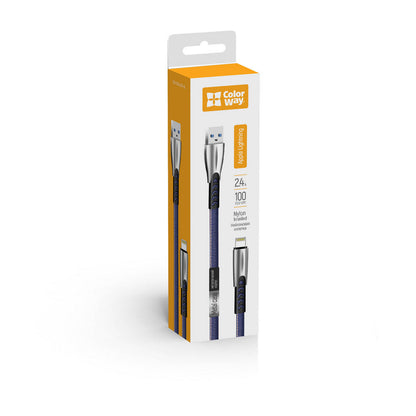 Datový a nabíjecí kabel USB-A - Lightning ColorWay CW-CBUL010, 18W, 1m, Modrý