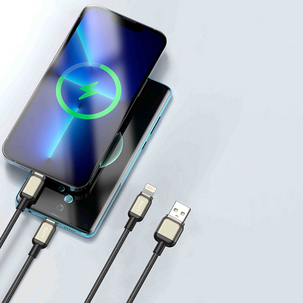 Datový a nabíjecí kabel USB-A - Lightning Lito LD17, 18W, 1m, černý
