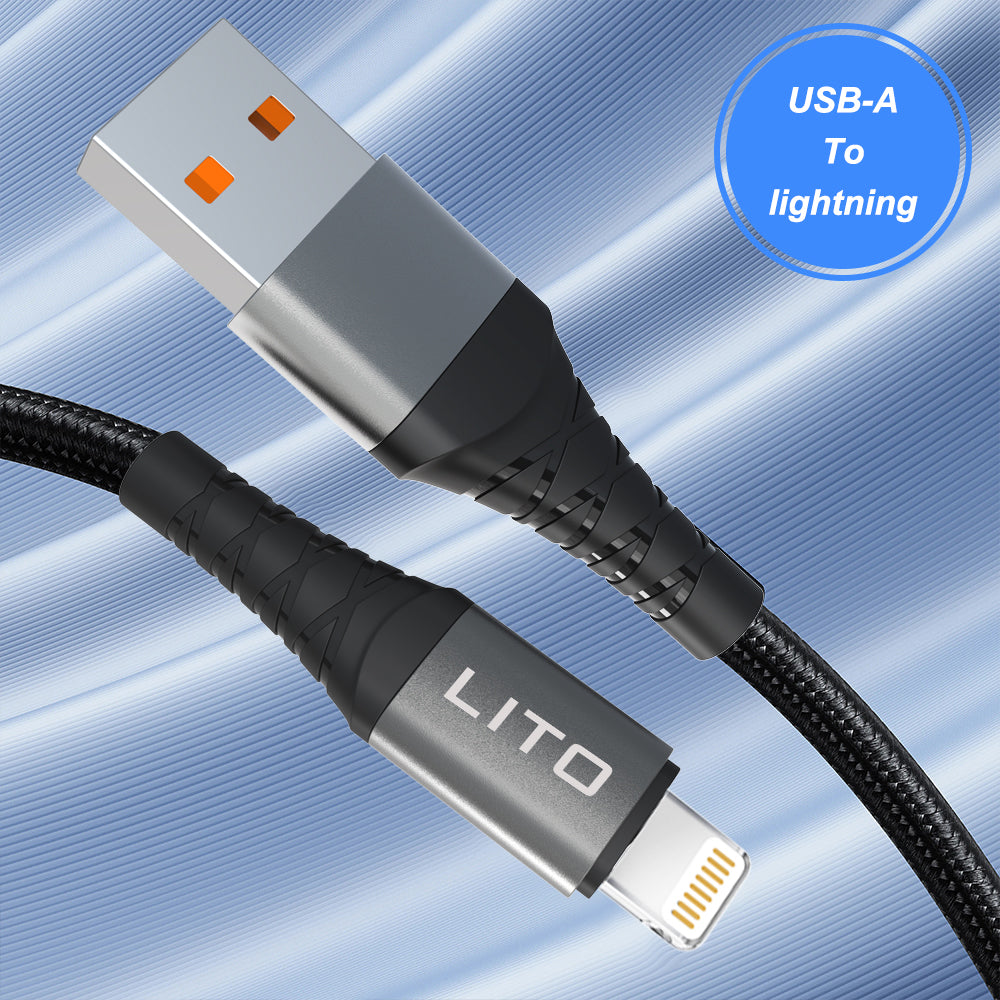 USB-A to Lightning Data and Charging Cable Lito LD22L, 18W, 2m, Black
