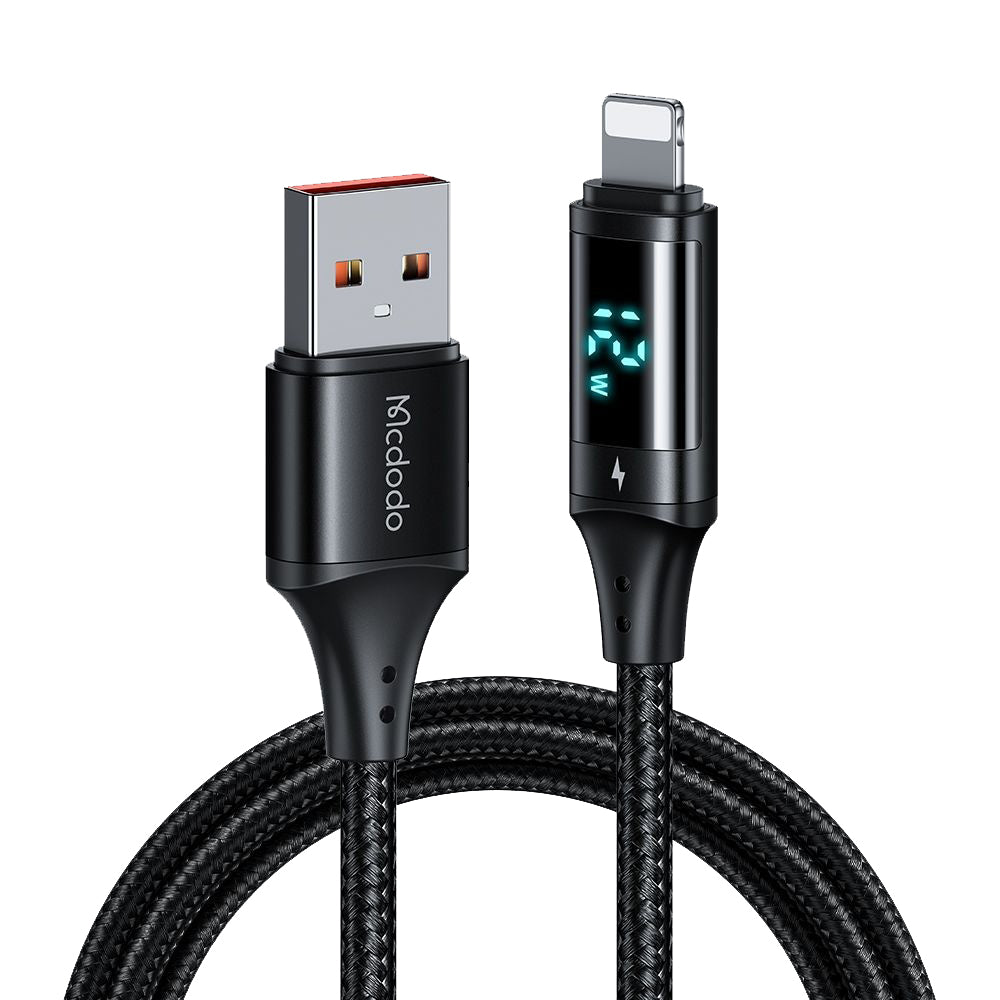 Datový a nabíjecí kabel USB-A - Lightning McDodo CA-1060 Display, 12W, 1.2m, Černý