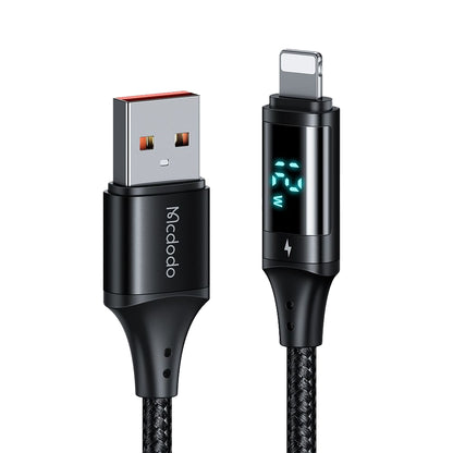 Datový a nabíjecí kabel USB-A - Lightning McDodo CA-1060 Display, 12W, 1.2m, Černý