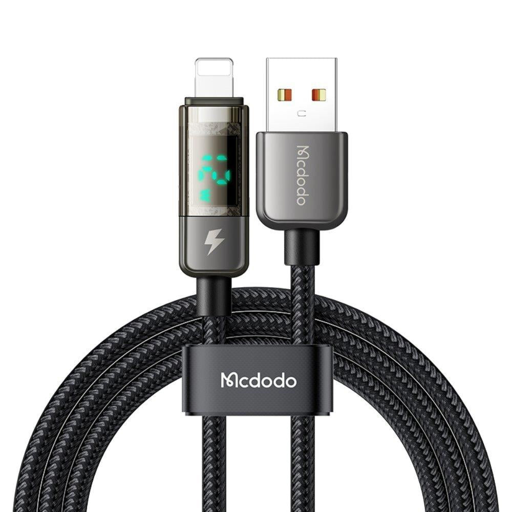 Datový a nabíjecí kabel USB-A - Lightning McDodo CA-3620 s displejem a funkcí automatického vypnutí, 18W, 1.2m, černý.