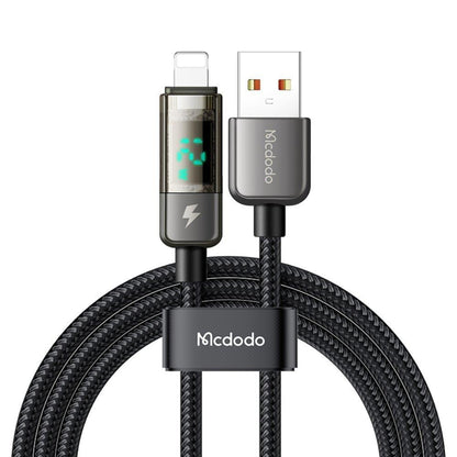 Datový a nabíjecí kabel USB-A - Lightning McDodo CA-3620 s displejem a funkcí automatického vypnutí, 18W, 1.2m, černý.