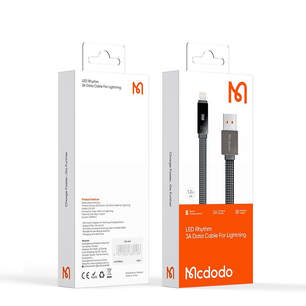 Datový a nabíjecí kabel USB-A - Lightning McDodo CA-4970 Rythm Display, 18W, 1.2m, Černý
