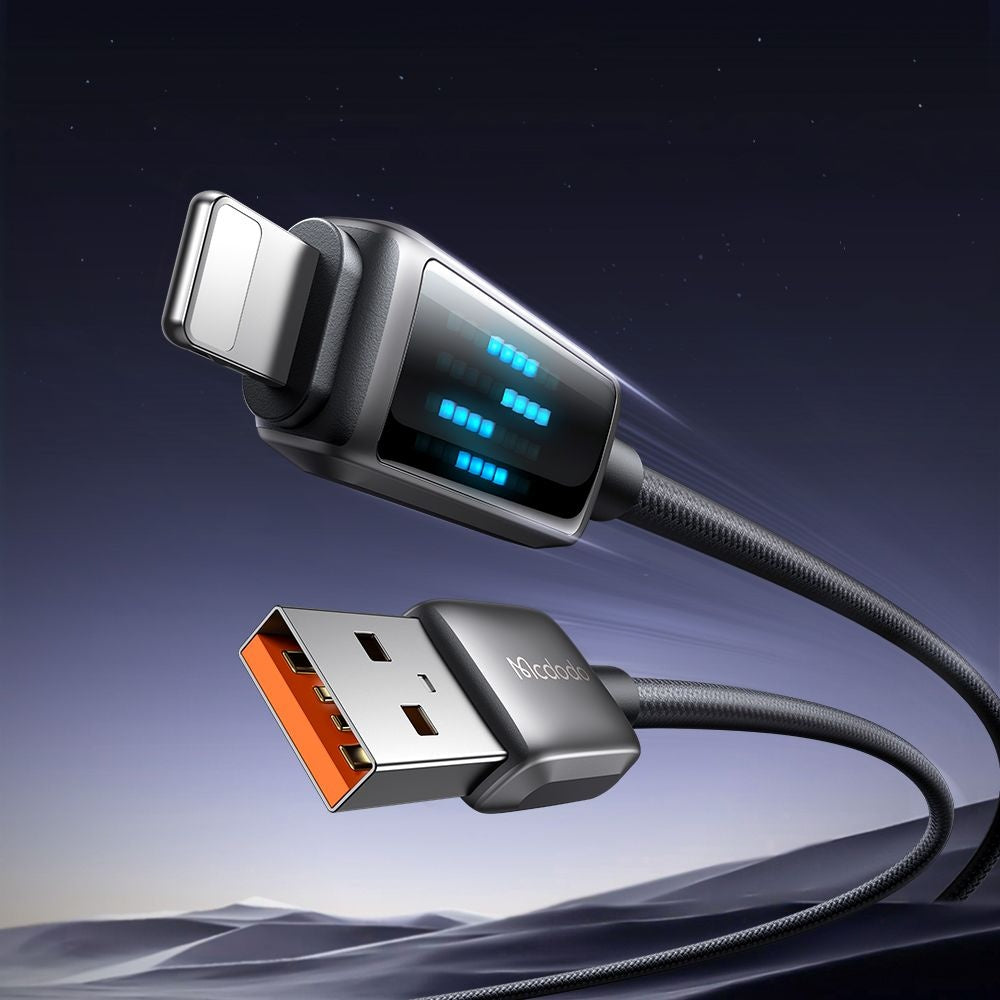 Datový a nabíjecí kabel USB-A - Lightning McDodo CA-5250 Display, 18W, 1.2m, černý